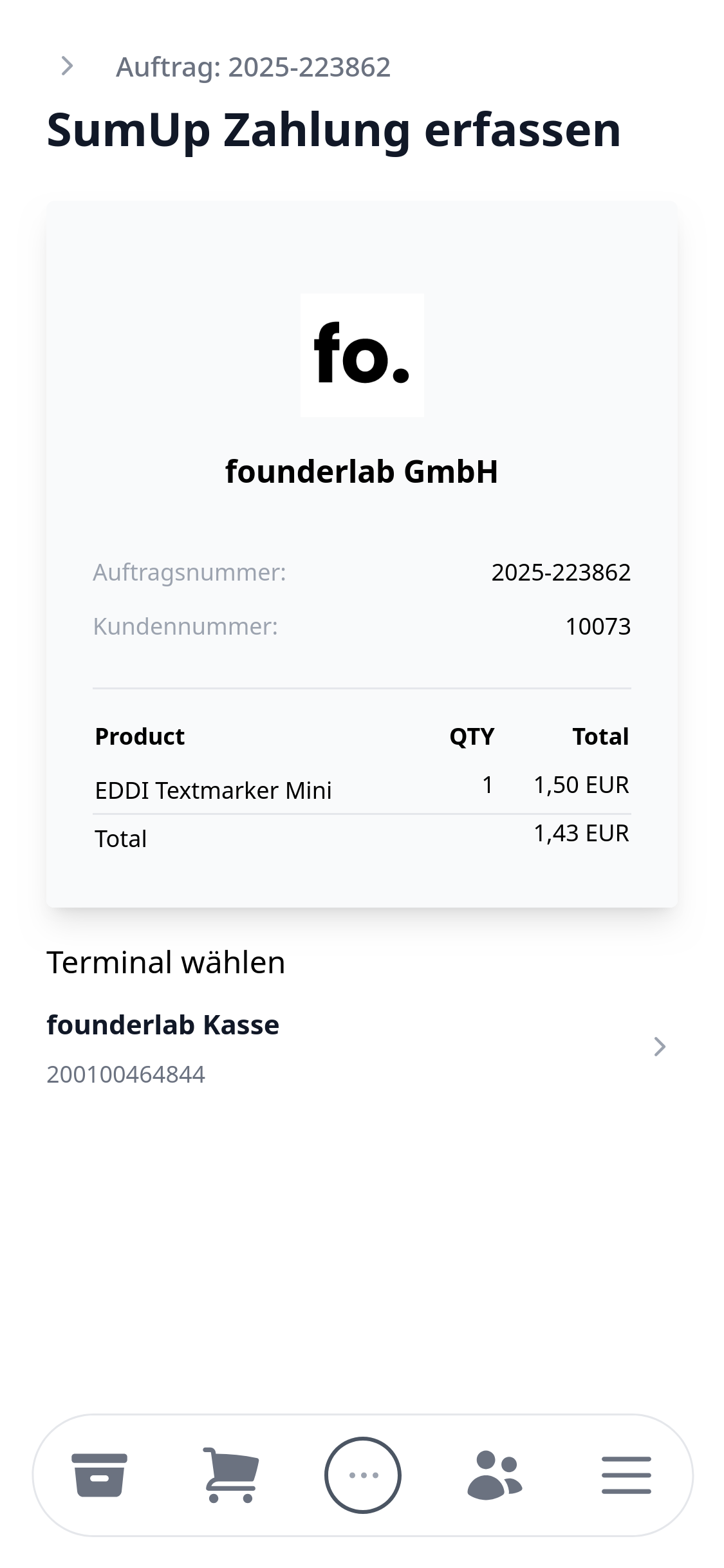 SumUp Terminal und Smartphone